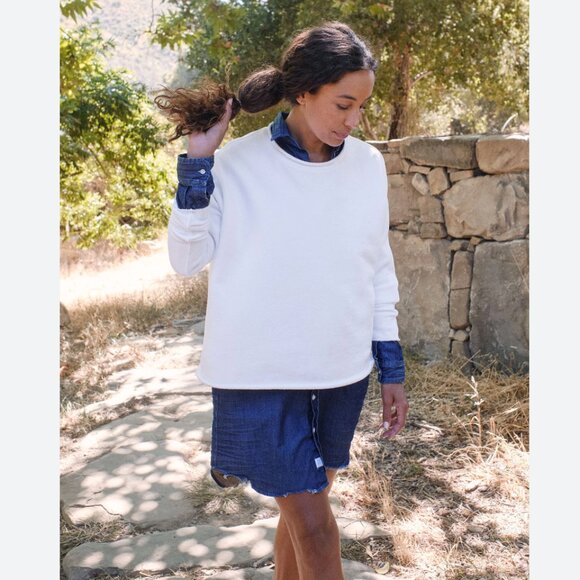 Frank & Eileen Anna Long Sleeve Capelet Triple Fleece Sweatshirt Size: S White - Picture 2 of 16